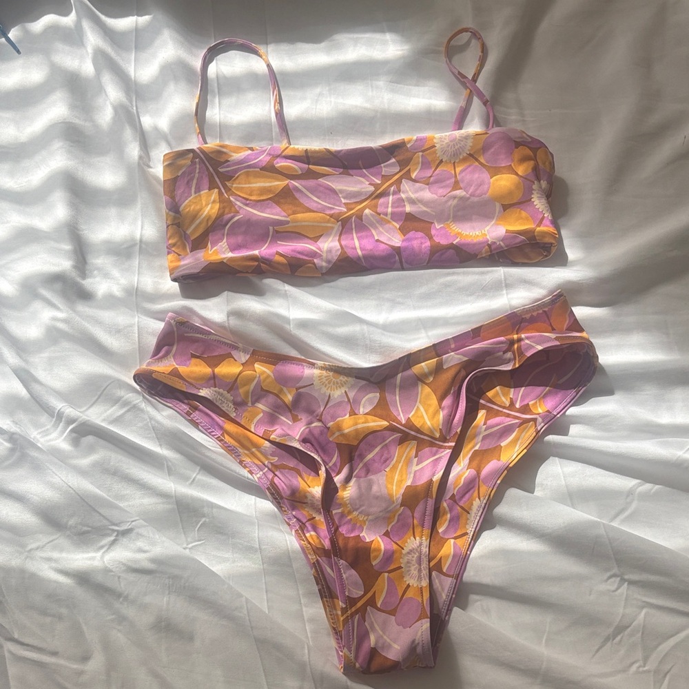 Stone Fox Floral Pink and Orange Bikini Set